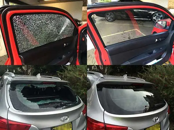 Car window being replaced by a Metro Auto Glass technician